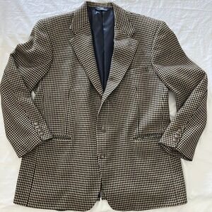 Polo Ralph Lauren Mens 44R Wool Cashmere Houndstooth Blazer Vintage 1997 USA